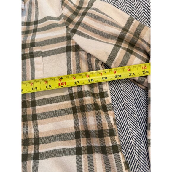 Weatherproof Vintage Womens Plaid Comfort Stretch Button-Up Shirt Beige/Green Si - Picture 9 of 10